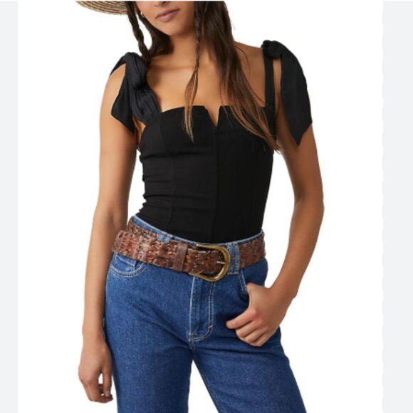 new Free People Lola Bodysuit Black 254 2M1 - Picture 2 of 10